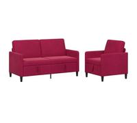 Vidaxl Juego De Sofás Con Almacenamiento 2 Uds. Rojo Vino Poliéster