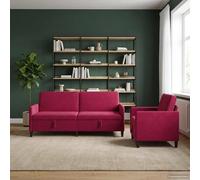 vidaXL Juego de Sofás con Almacenamiento 2 uds. Rojo Vino Poliéster