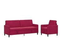 vidaXL Juego de Sofás con Almacenamiento 2 uds. Rojo Vino Poliéster