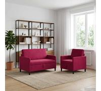vidaXL Juego de Sofás con Almacenamiento 2 uds. Rojo Vino Poliéster