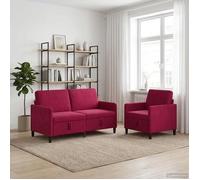 vidaXL Juego de Sofás con Almacenamiento 2 uds. Rojo Vino Poliéster
