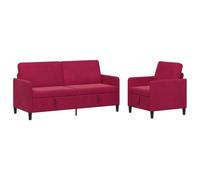 vidaXL Juego de Sofás con Almacenamiento 2 uds. Rojo Vino Poliéster