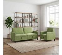 vidaXL Juego de Sofás con Almacenamiento 2 uds. Verde Claro Poliéster