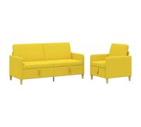 vidaXL Juego de sofás con almacenamiento de 2 piezas, color amarillo claro, poliéster, sofá moderno y cómodo, juego para interiores, con espacio, cojines de espuma, fundas extraíbles, estilo