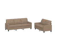 vidaXL Conjunto de sofás Poly – sofá triple y sofá doble con cojines Light brown Universal