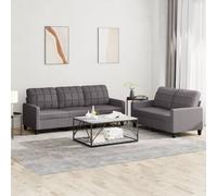 vidaXL Conjunto de sofás Poly sofá triple + sofá doble con cojines cuero sintético gris