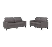 vidaXL Juego de sofás 2 pzas – Sillones de televisión con cojines, cuero sintético gris