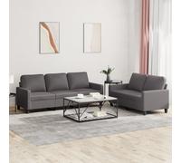 vidaXL Juego de sofás con cojines 2 piezas cuero sintético gris Gris
