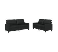 vidaXL Juego de sofás 2 pzas – Sillones relax tapizados con cojines, cuero sintético negro