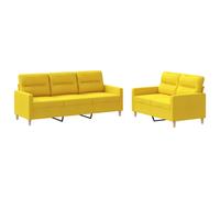 vidaXL Juego de sofás con cojines 2 piezas tela amarillo claro