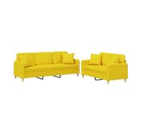 Vidaxl juego de sofás con cojines 2 piezas tela amarillo claro
