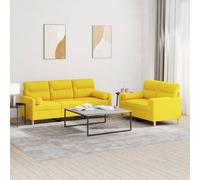 vidaXL Juego de sofás con cojines 2 piezas tela amarillo claro