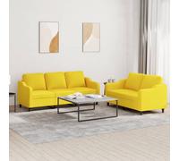 vidaXL Juego de sofás con cojines 2 piezas tela amarillo claro