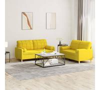 Juego De Sofás Con Cojines 2 Piezas Tela Amarillo Claro Vidaxl