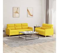 vidaXL Juego de sofás con cojines 2 piezas tela amarillo claro