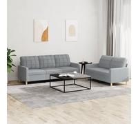 vidaXL Juego de sofás con cojines 2 piezas tela gris claro
