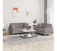 vidaXL Juego de sofás con cojines 2 piezas tela gris taupe