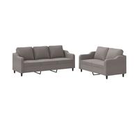 vidaXL Juego de sofás con cojines 2 piezas, tela gris taupe