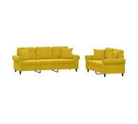 Vidaxl juego de sofás con cojines 2 piezas terciopelo amarillo