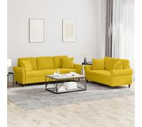 Juego De Sofás Con Cojines 2 Piezas Terciopelo Amarillo Vidaxl