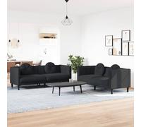 vidaXL Juego de sofás con cojines 2 piezas terciopelo negro