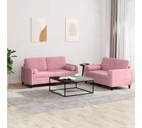 vidaXL Juego de 2 sofás con cojines, color rosa, tapizados en terciopelo