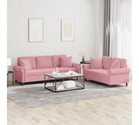 vidaXL Juego de sofás con cojines 2 piezas terciopelo rosa