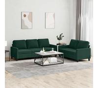 vidaXL Juego de sofás con cojines 2 piezas terciopelo verde oscuro