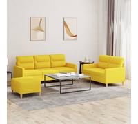 vidaXL Juego de sofás con cojines 3 piezas tela amarillo claro
