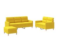 vidaXL Juego de sofás con cojines 3 piezas tela amarillo claro