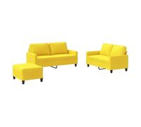 Vidaxl juego de sofás con cojines 3 piezas tela amarillo claro