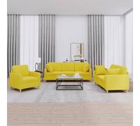 vidaXL Juego de sofás con cojines 3 piezas tela amarillo claro