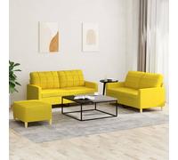 vidaXL Juego de sofás con cojines 3 piezas tela amarillo claro