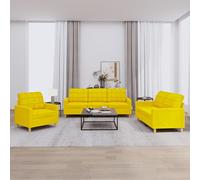 vidaXL Juego de sofás con cojines 3 piezas tela amarillo claro