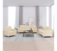 vidaXL Juego de sofás con cojines 3 piezas tela crema