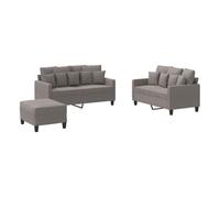 vidaXL Juego de sofás 3 piezas con cojines, tela gris taupe