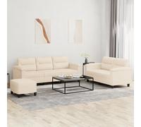 vidaXL Juego de sofás con cojines 3 piezas tela microfibra beige