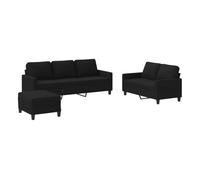 vidaXL Juego de sofás con cojines 3 piezas tela negro