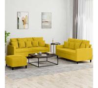 Vidaxl juego de sofás con cojines 3 piezas terciopelo amarillo