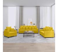 vidaXL Juego de sofás con cojines 3 piezas terciopelo amarillo
