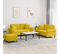 vidaXL Juego de sofás con cojines 3 piezas terciopelo amarillo