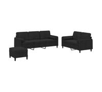 vidaXL Juego de sofás 3 piezas con cojines terciopelo negro