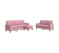 vidaXL Juego de sofás con cojines 3 piezas terciopelo Multicolor rosa