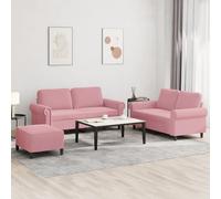 vidaXL Juego de sofás con cojines 3 piezas terciopelo rosa
