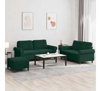 vidaXL Juego de sofás con cojines 3 piezas terciopelo verde oscuro
