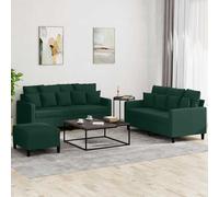 vidaXL Juego de sofás con cojines 3 piezas terciopelo verde oscuro