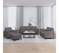 Vidaxl juego de sofás con cojines 4 piezas cuero sintético gris
