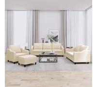 Vidaxl juego de sofás con cojines 4 piezas tela crema