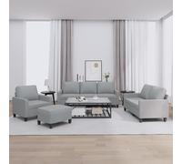 vidaXL Juego de sofás con cojines 4 piezas tela gris claro