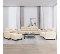 vidaXL Juego de sofás con cojines 4 piezas tela microfibra beige